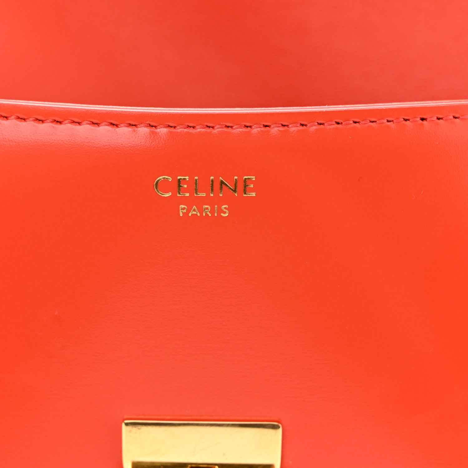 Celine Shiny Calfskin Triomphe Shoulder Bag Bright Red 8 of 11