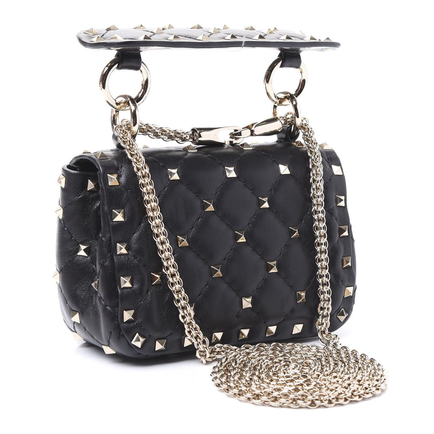 Nappa Micro Rockstud Spike Shoulder Bag Black