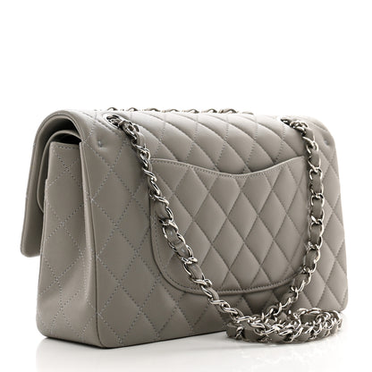 Chanel Lambskin Quilted Medium Double Flap Grey 3 of 10