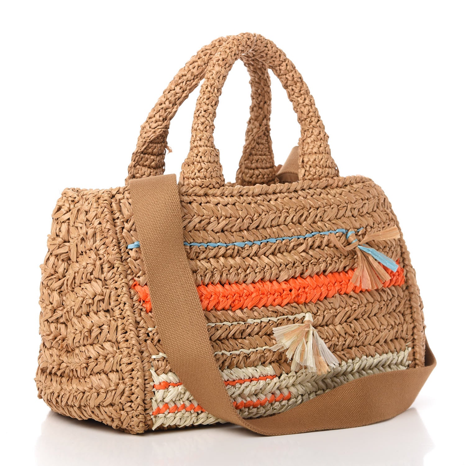Prada Raffia Woven Tote Naturale Caramel 3 of 11