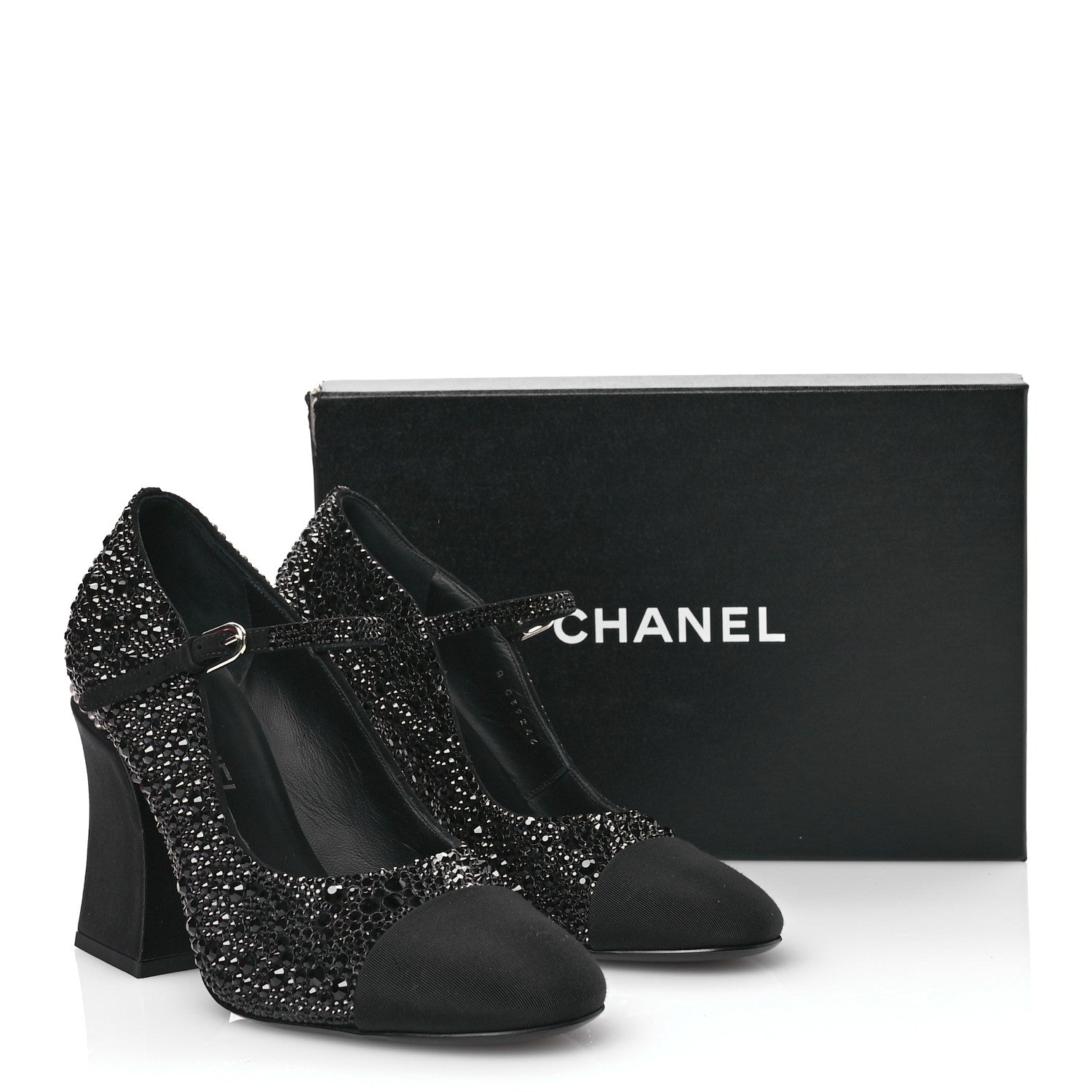 Chanel Strass Pearl Grosgrain Cap Toe Pumps 40 Black 9 of 9