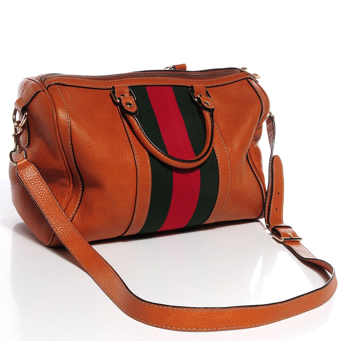 Calfskin Vintage Web Medium Boston Tobacco