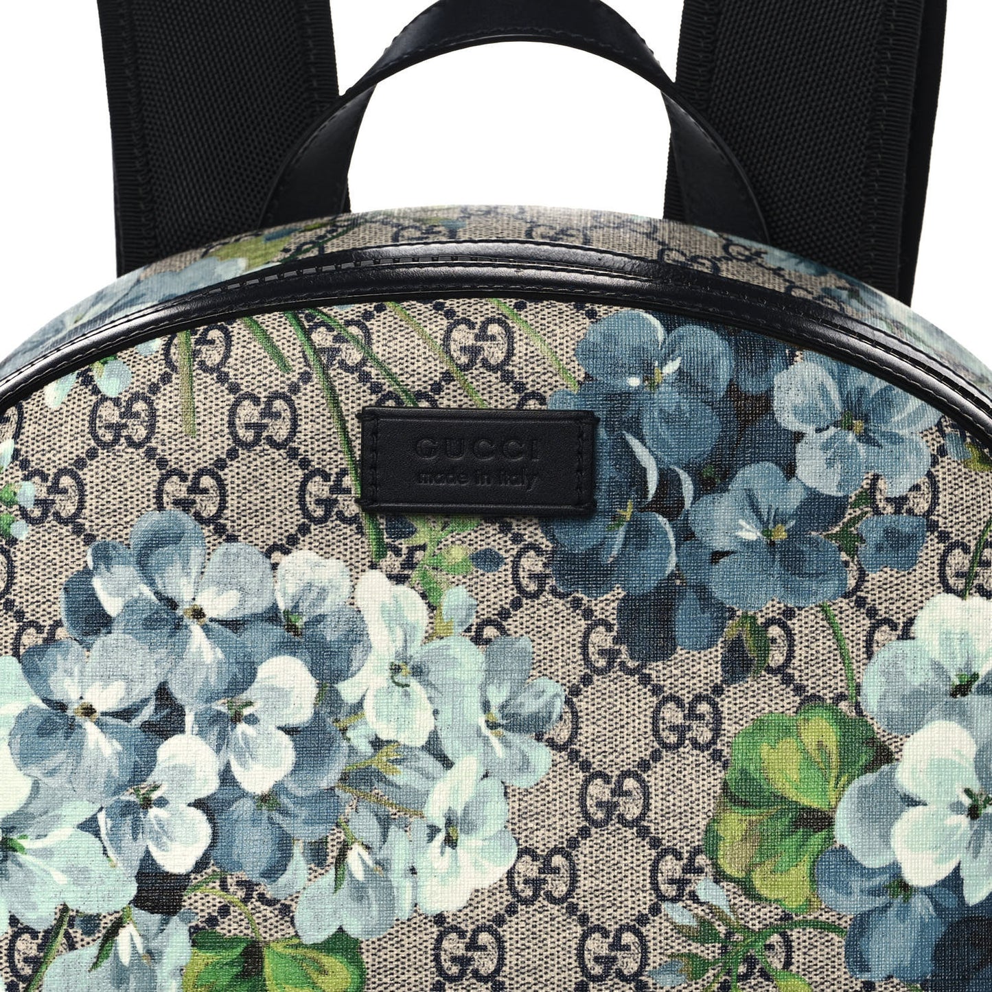 GG Supreme Monogram Blooms Medium Day Backpack Beige Blue Navy