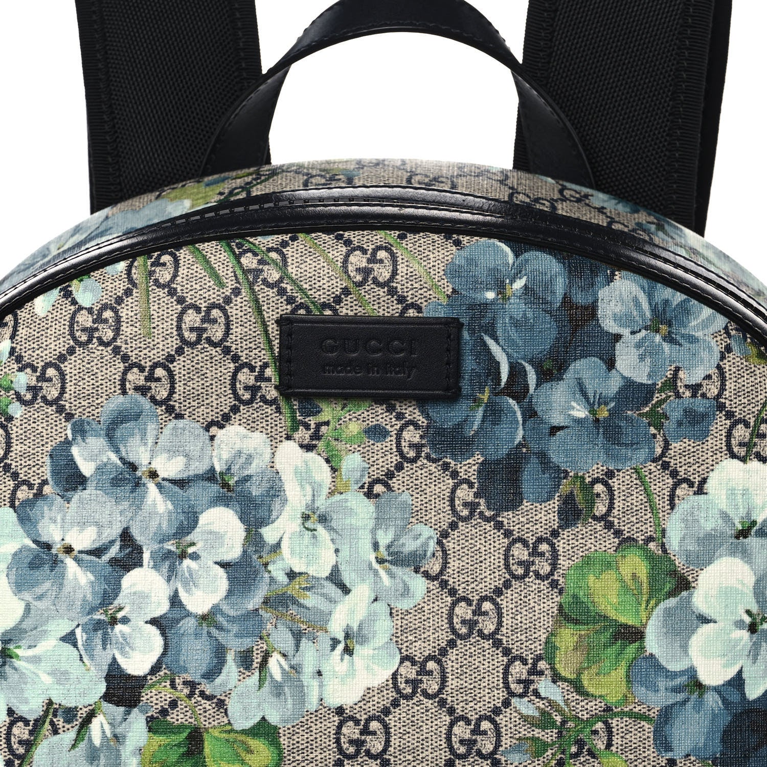 Gucci GG Supreme Monogram Blooms Medium Day Backpack Beige Blue Navy 11 of 12