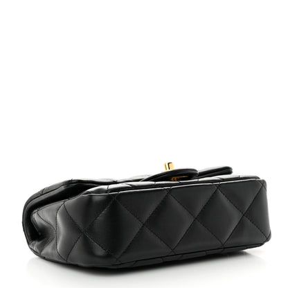 Chanel Lambskin Resin Quilted Top Handle Flap Black 4 of 10