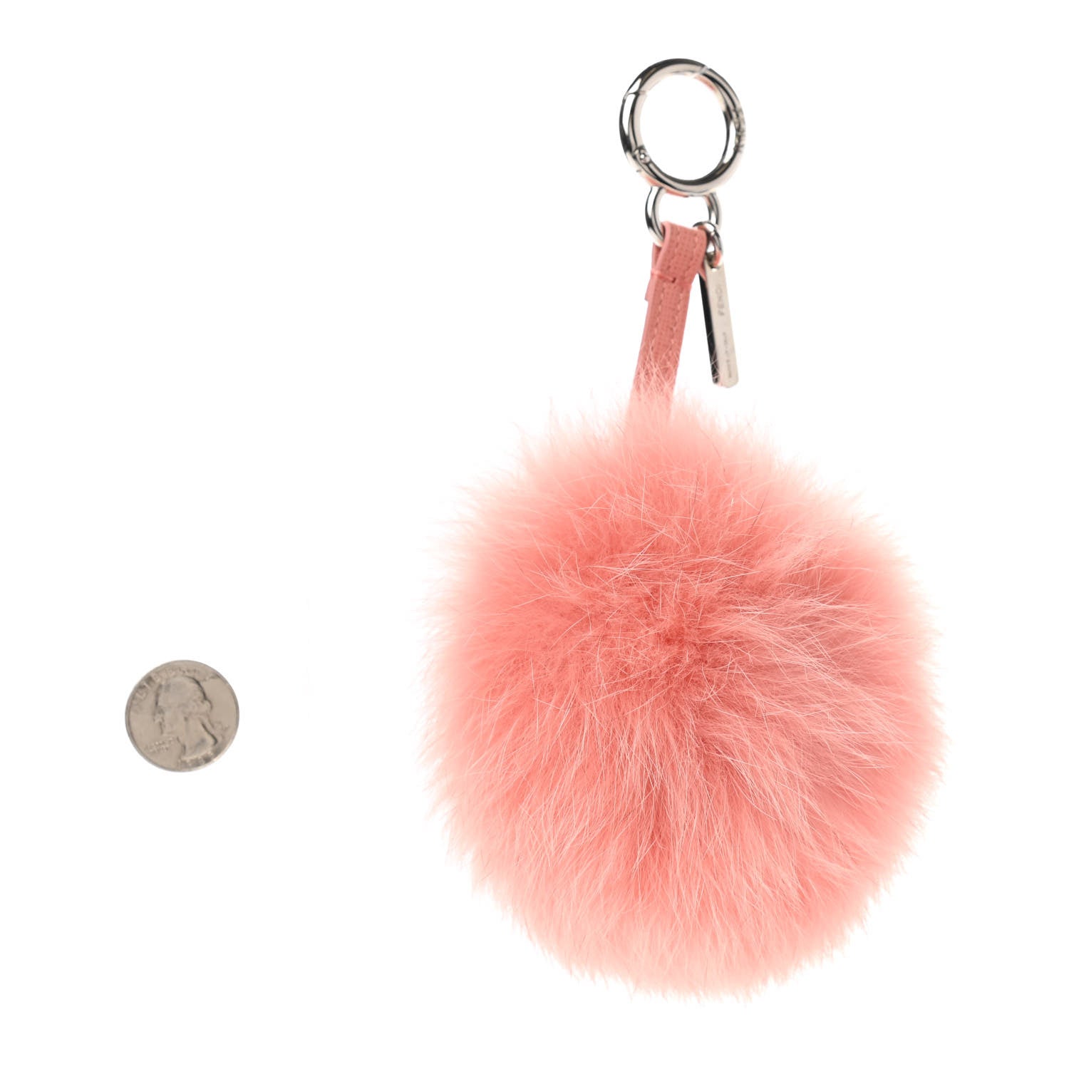 Fendi Fox Fur Vitello Elite Pom Pom Bag Charm Peach 2 of 4