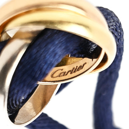 Cartier 18K Pink Yellow White Gold Trinity Adjustable Cord Bracelet  Navy 4 of 4