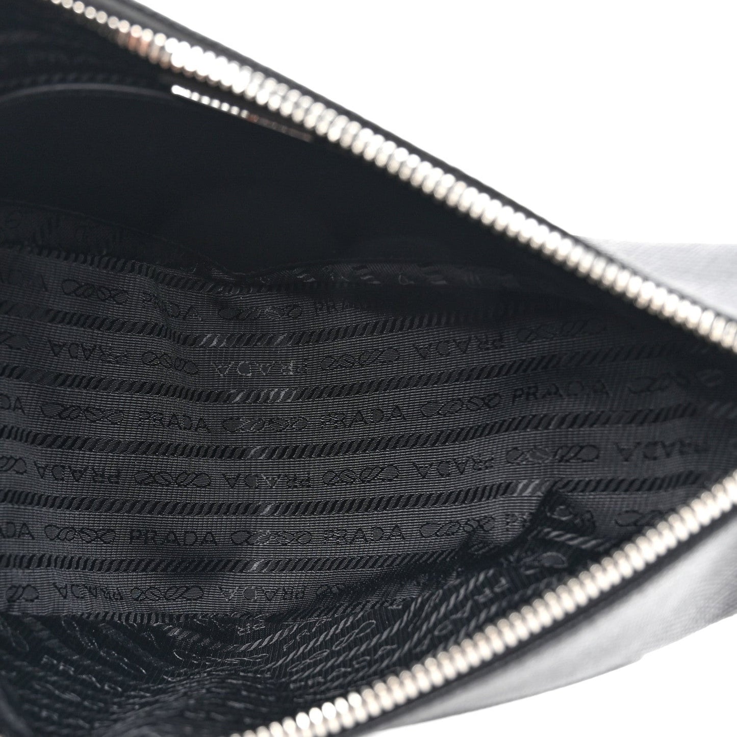 Saffiano Cuir Triangle Logo Embossed Triangle Shoulder Bag Black