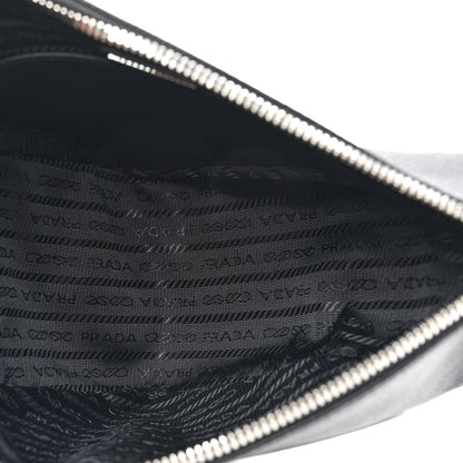 Prada Saffiano Cuir Triangle Logo Embossed Triangle Shoulder Bag Black 5 of 7