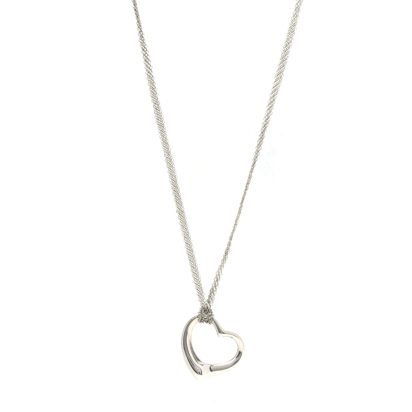 Tiffany Sterling Silver Open Heart Mesh Necklace