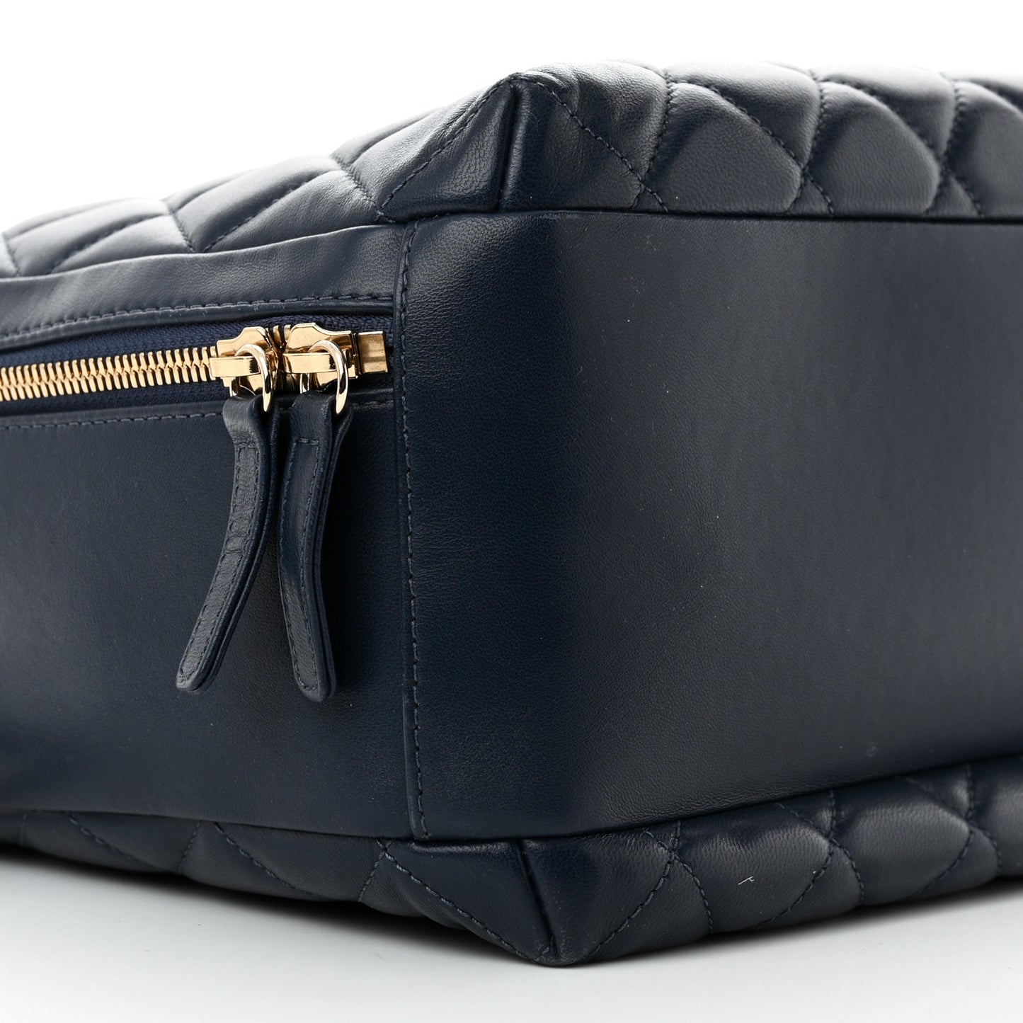 Lambskin Quilted Large Trendy CC Bowling Bag Blue