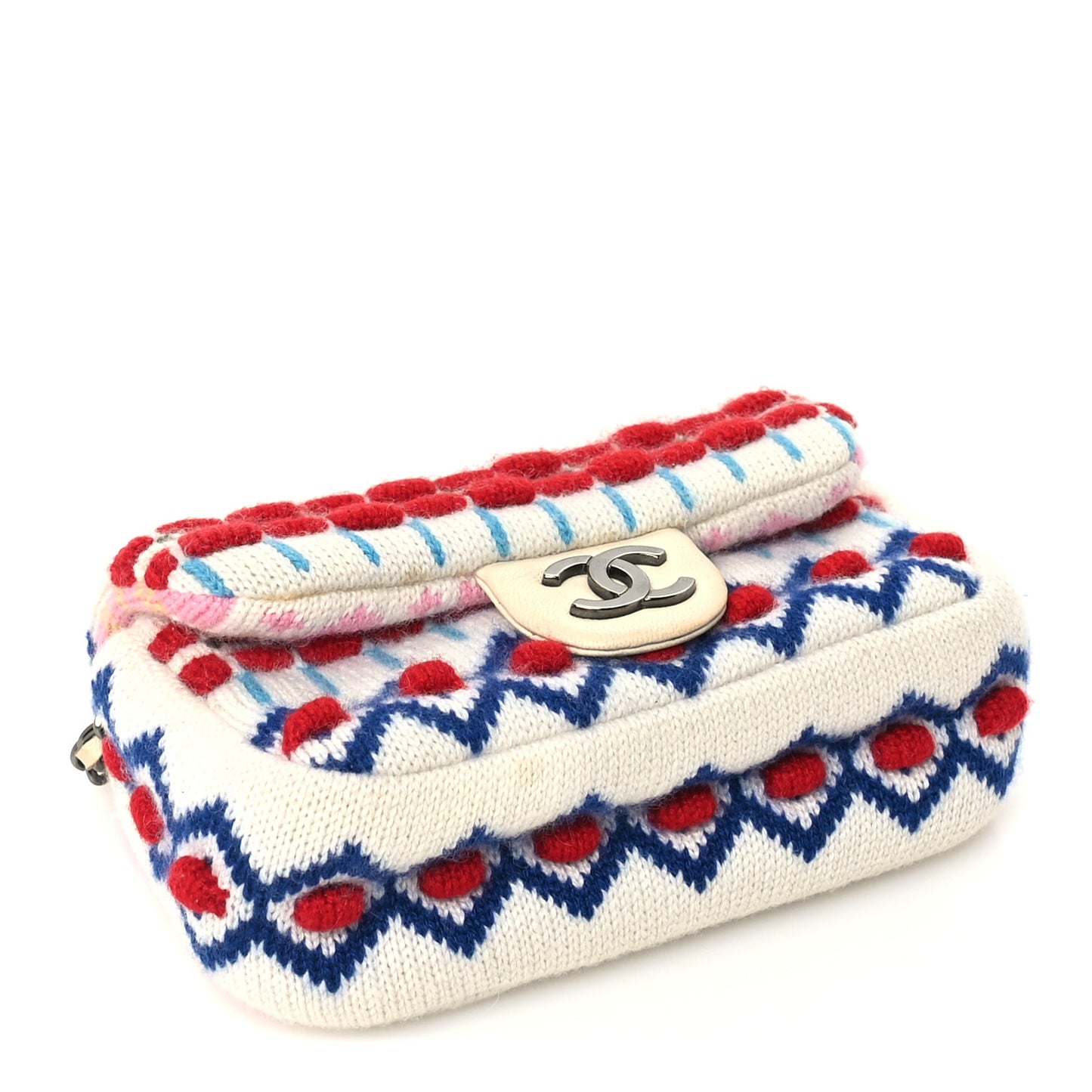 Cashmere Knit Extra Mini Single Flap White Multicolor