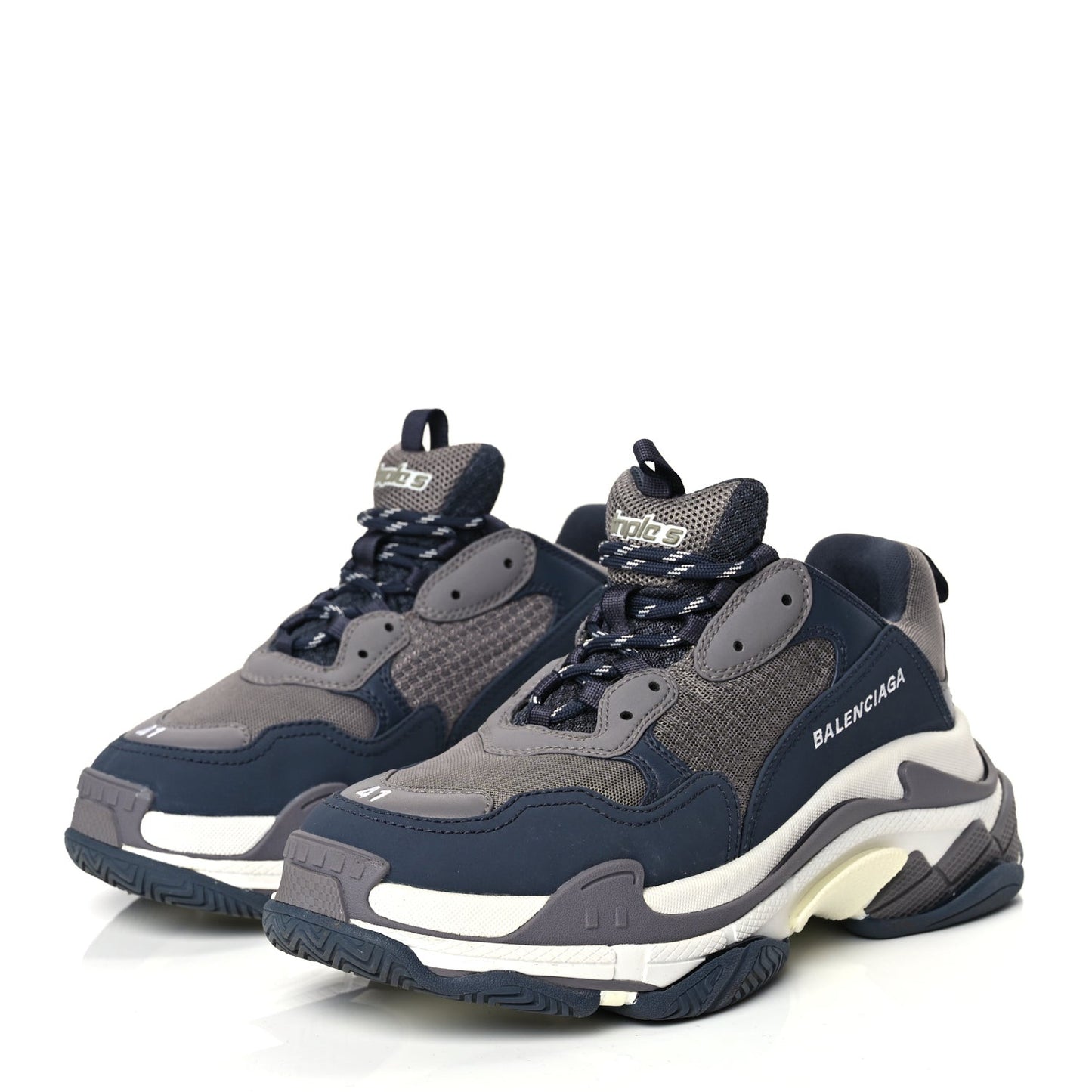 Fabric Mesh Mens Triple S Sneakers 41 Dark Grey Navy