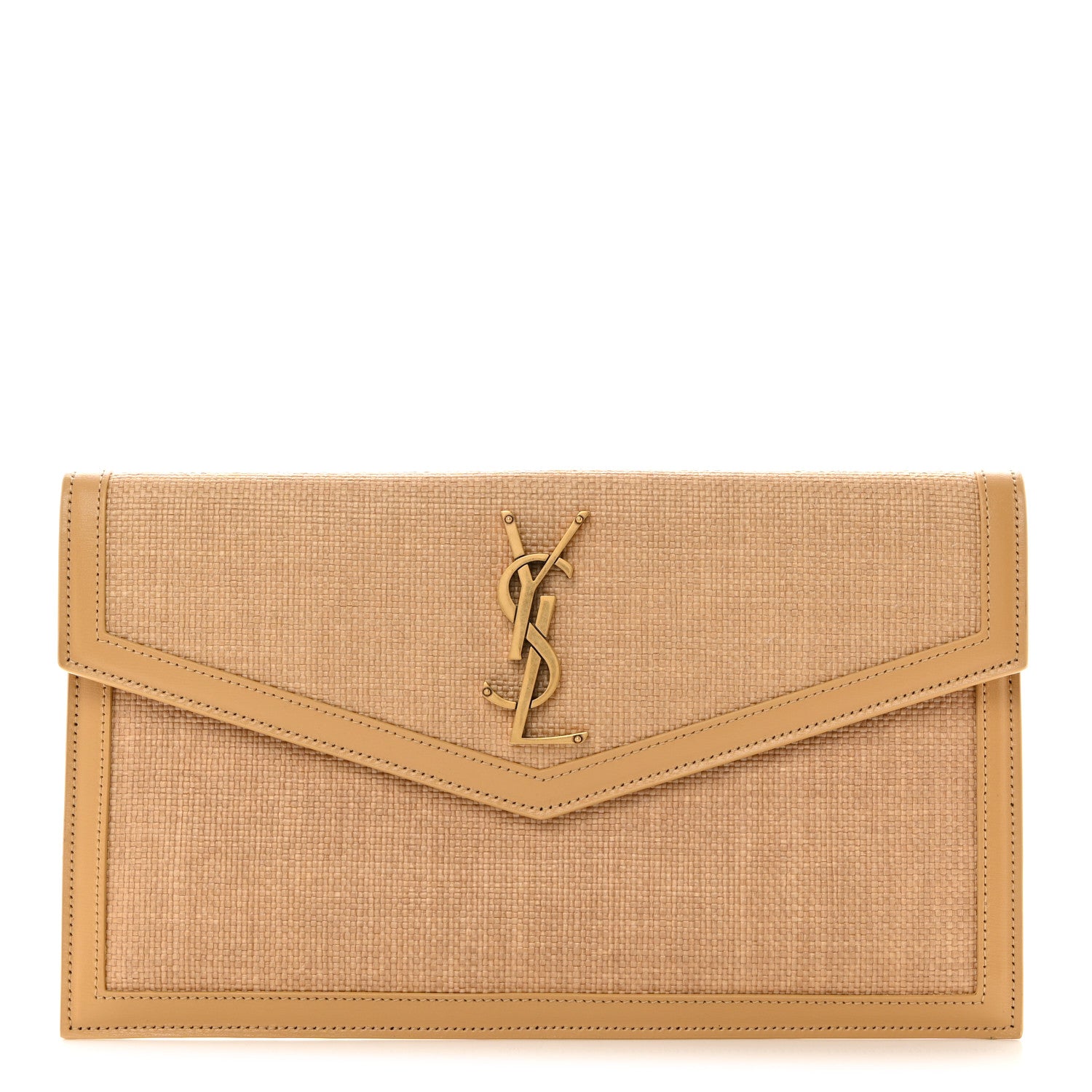 Saint Laurent Micro Raffia Uptown Pouch Natural Hay Blush 1 of 8