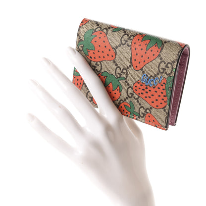 Gucci GG Supreme Monogram Strawberry Card Case 2 of 8
