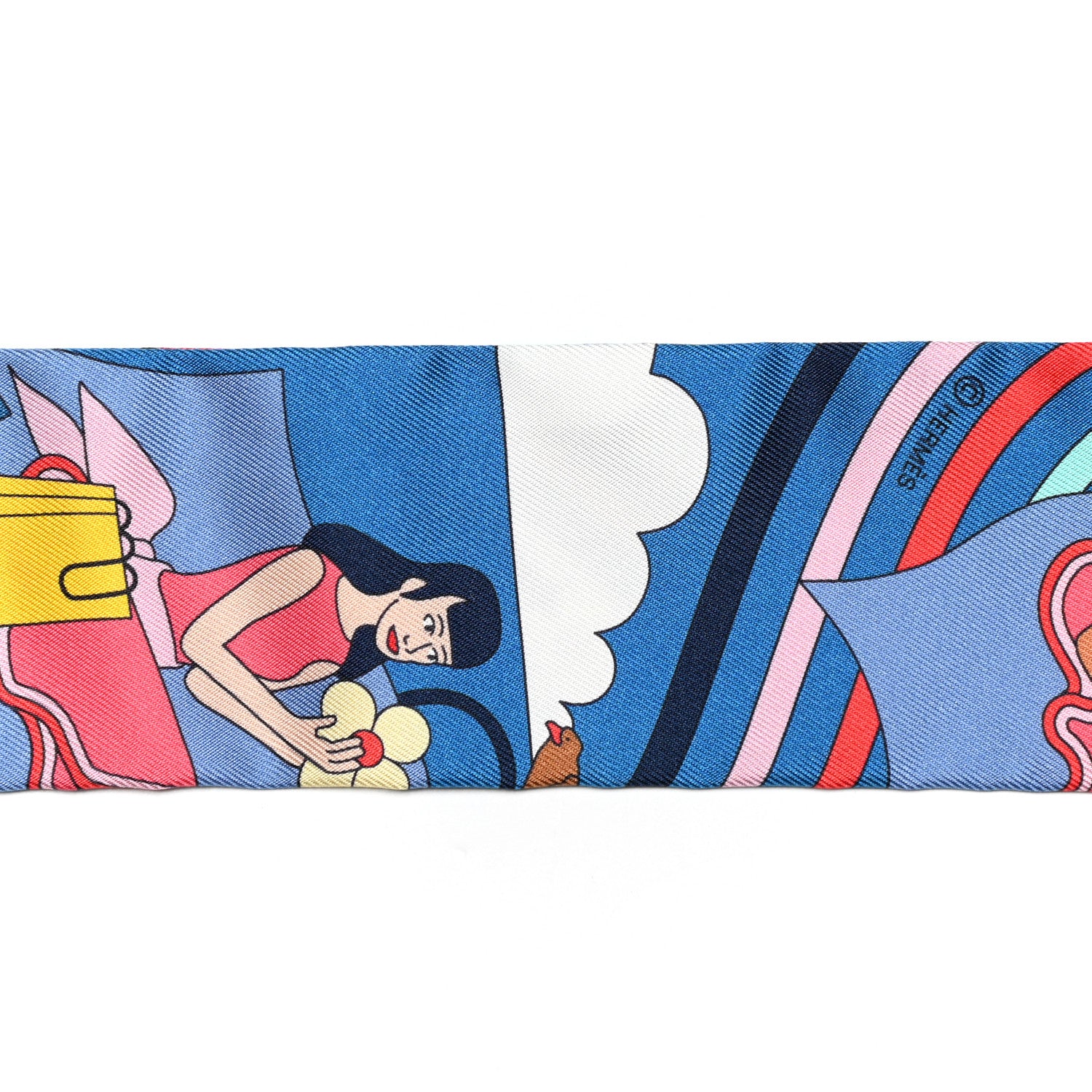 Hermes Silk Carres Volants Twilly Bleu Jaune Vif Multicolor 3 of 4