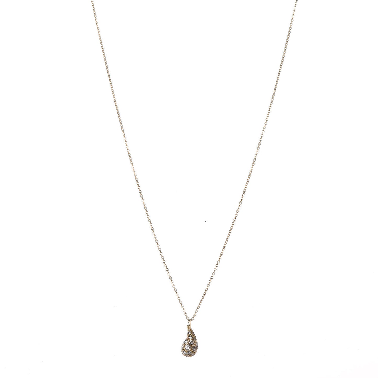 18K Yellow Gold Diamond Elsa Peretti Teardrop Pendant Necklace