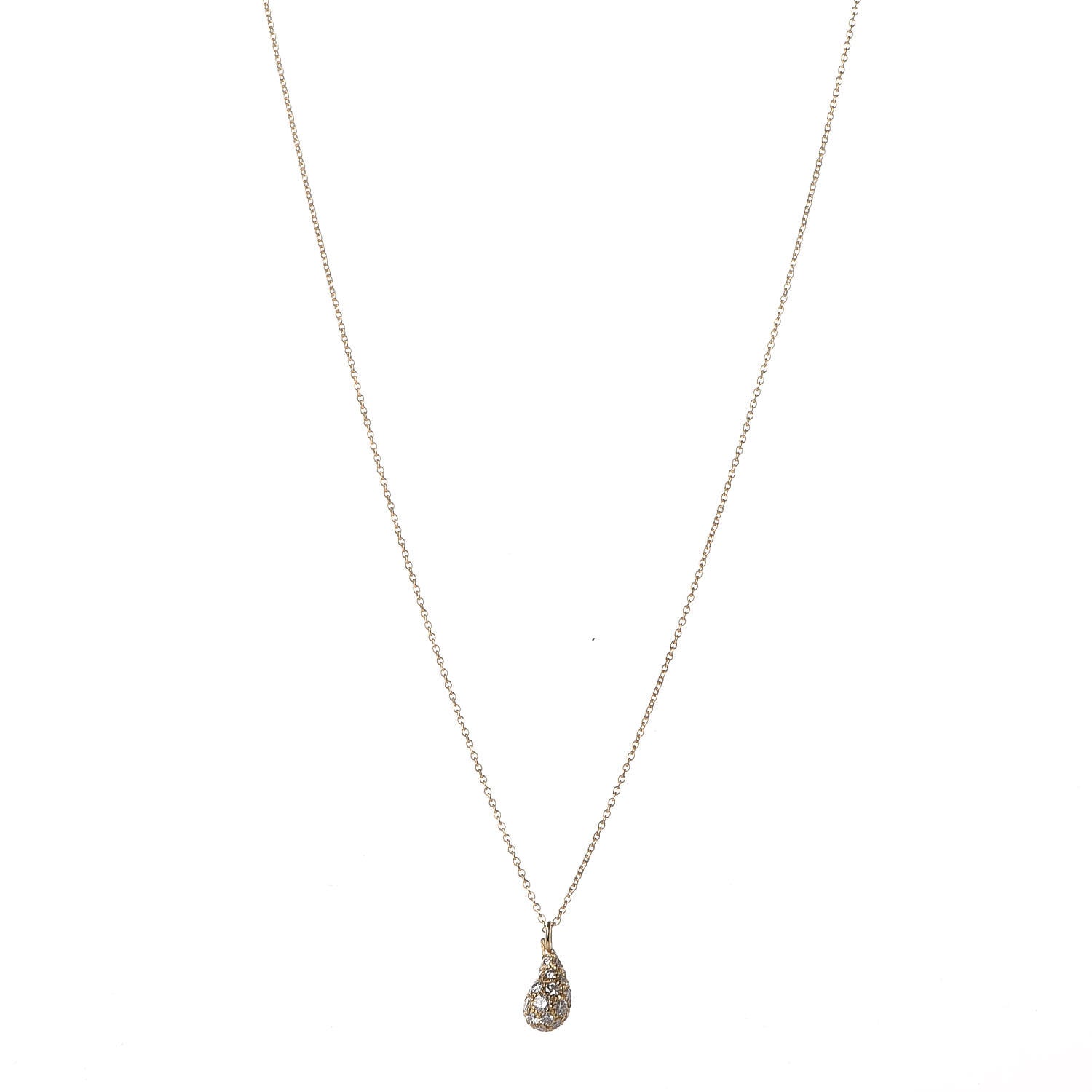 Tiffany 18K Yellow Gold Diamond Elsa Peretti Teardrop Pendant Necklace 1 of 6