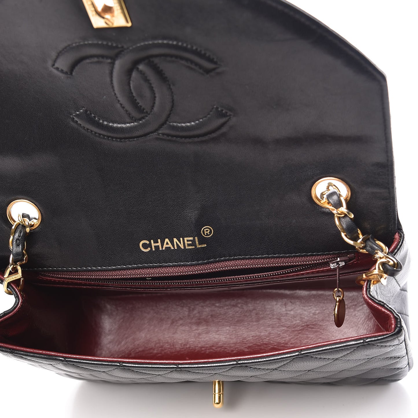 Lambskin Quilted Small Single Flap Black