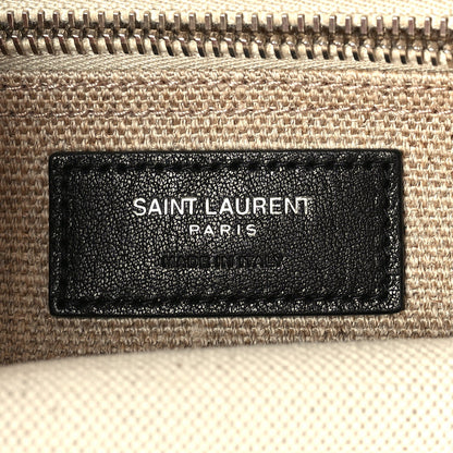 Saint Laurent Linen Calfskin Rive Gauche North South Tote Optic White 5 of 8