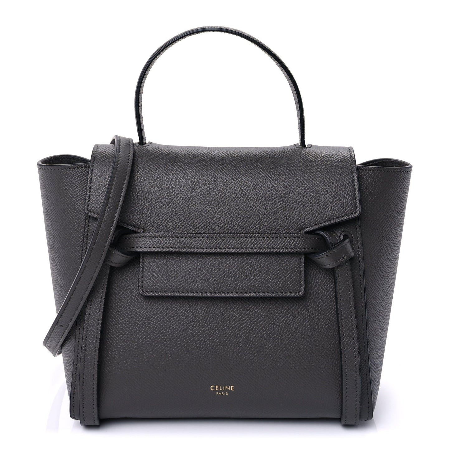 Grained Calfskin Nano Belt Bag Grey
