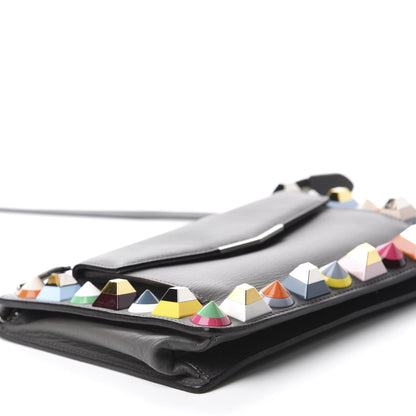 Fendi Vitello Dolce Studded Mini 2Jours Pouch Black Multicolor 6 of 11