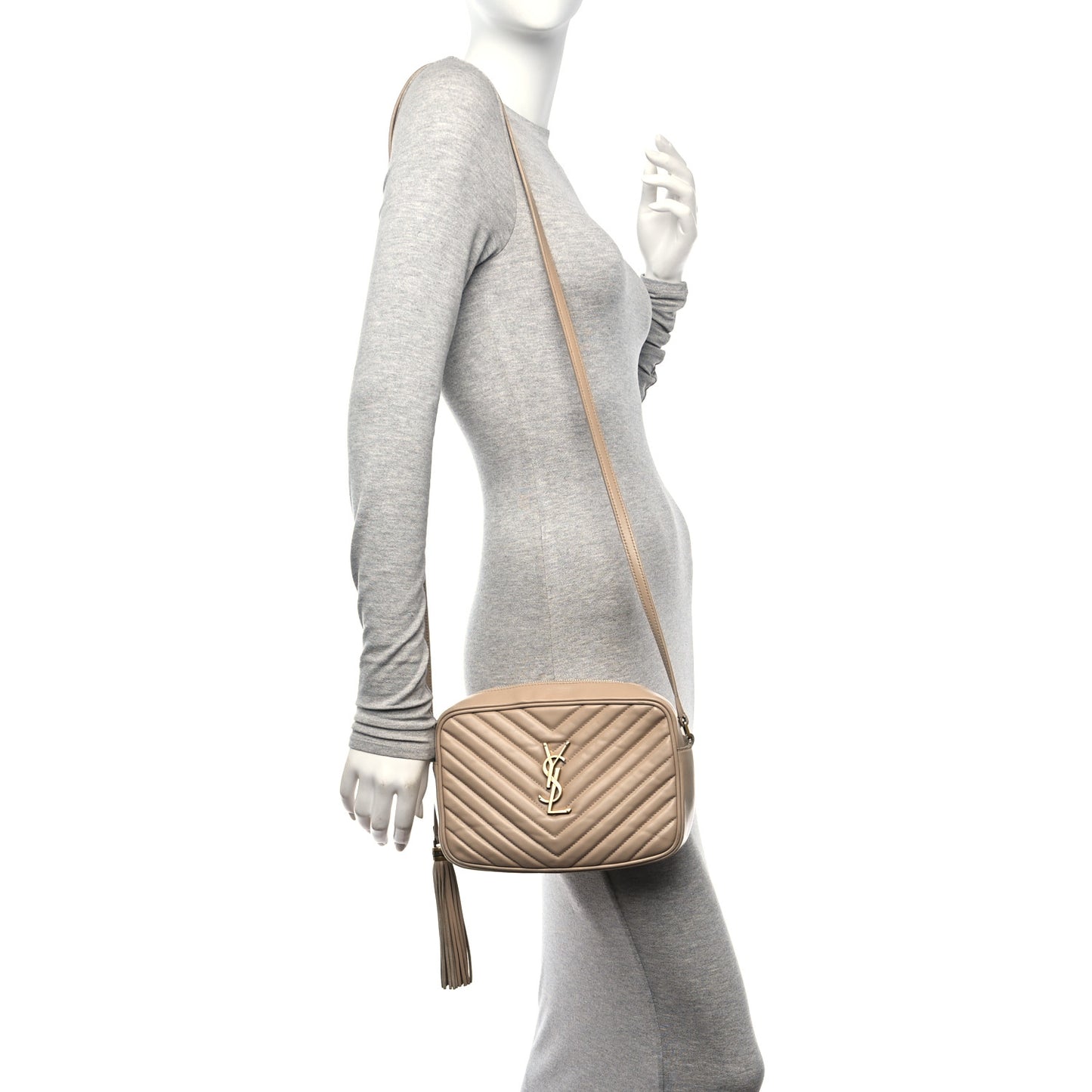 Calfskin Matelasse Monogram Lou Camera Bag Dark Beige