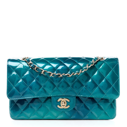 Chanel Shaded Patent Calfskin Quilted Medium Double Flap Green Blue 1 of 11