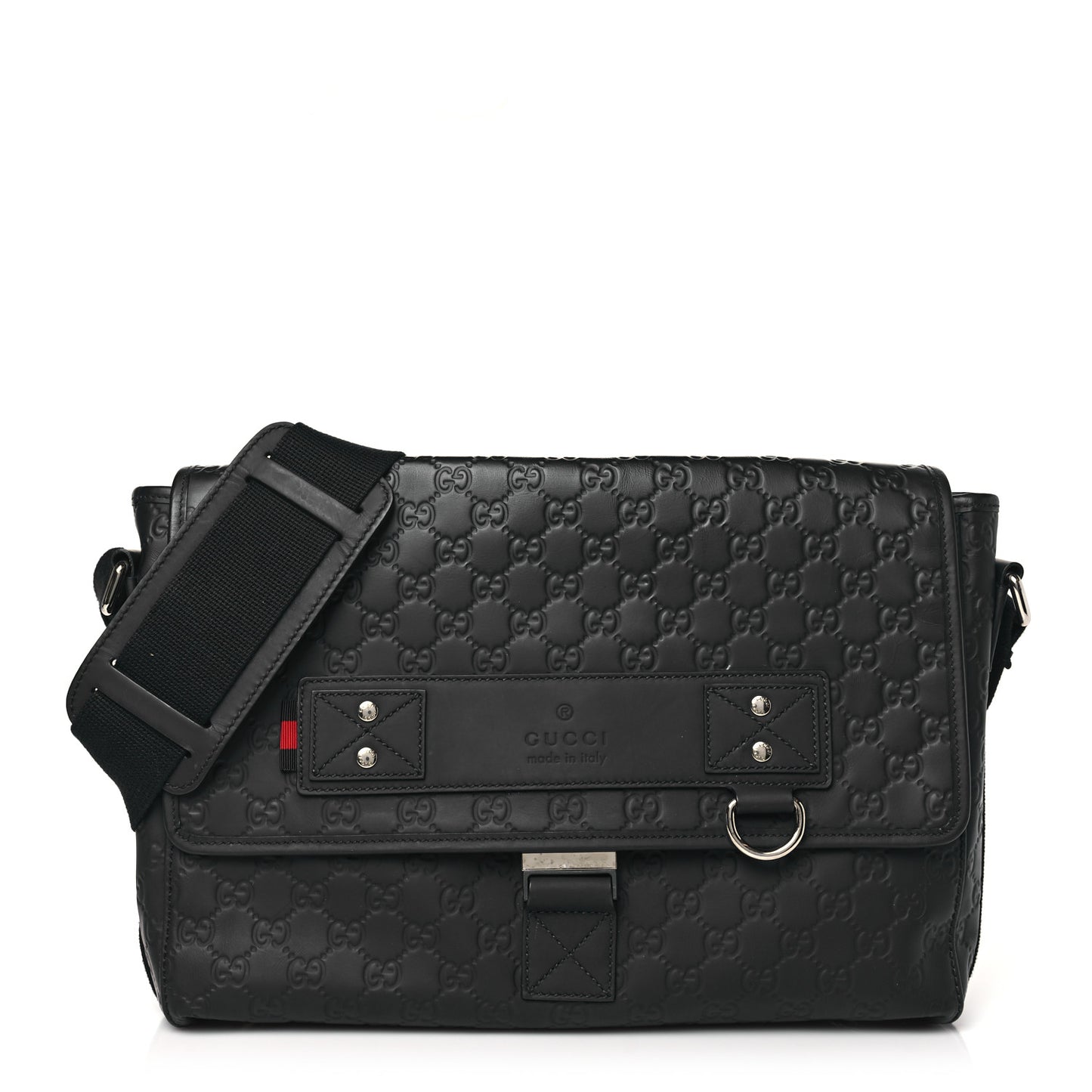 Rubber Guccissima Medium Messenger Bag Black