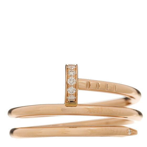 Cartier 18K Pink Gold Diamond Double Juste Un Clou Ring 53 6.25 1 of 1