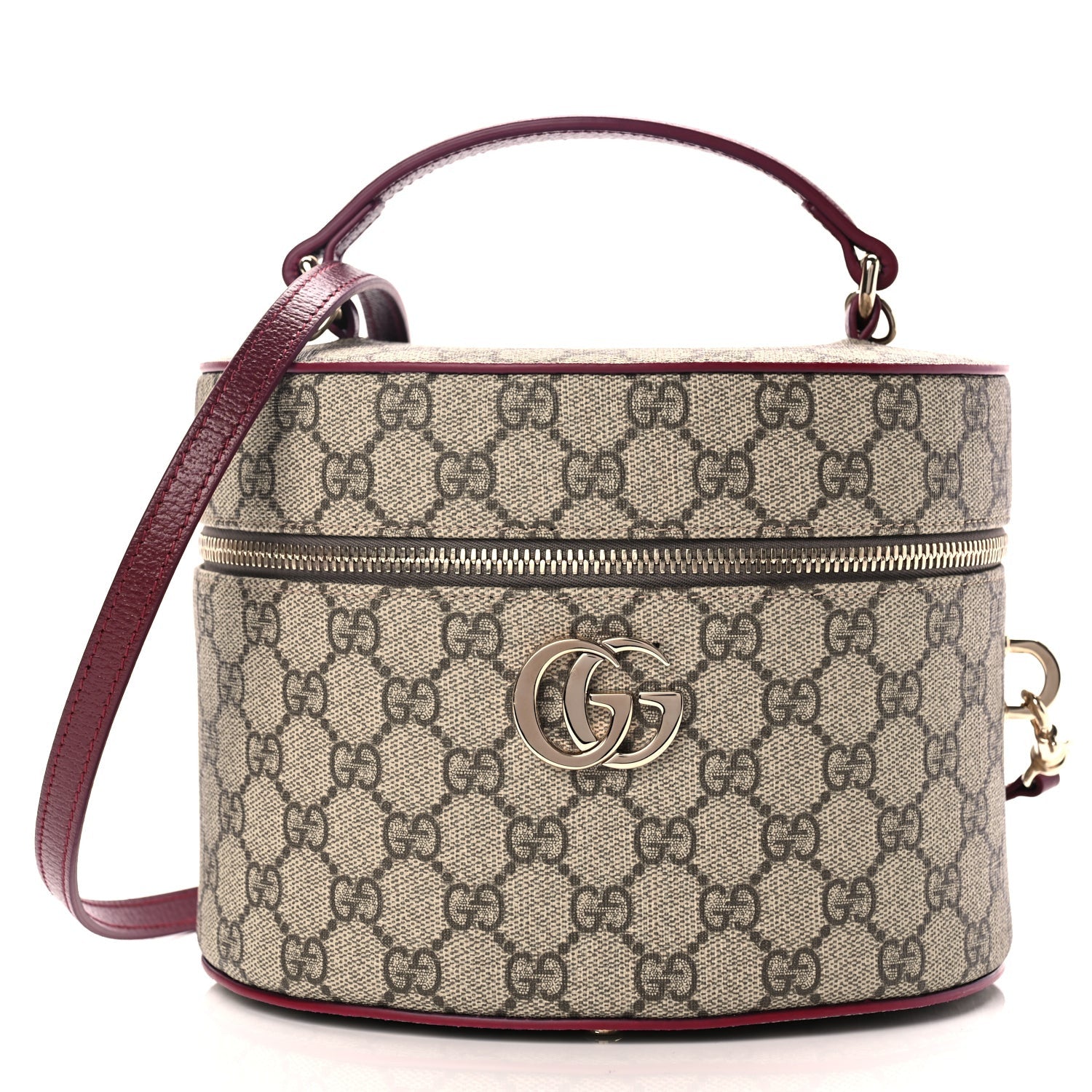 Gucci GG Supreme Monogram Ancora Calfskin Vanity Cosmetic Case Beige Ebony Rosso 1 of 8