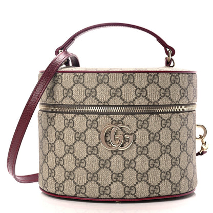 Gucci GG Supreme Monogram Ancora Calfskin Vanity Cosmetic Case Beige Ebony Rosso 1 of 8