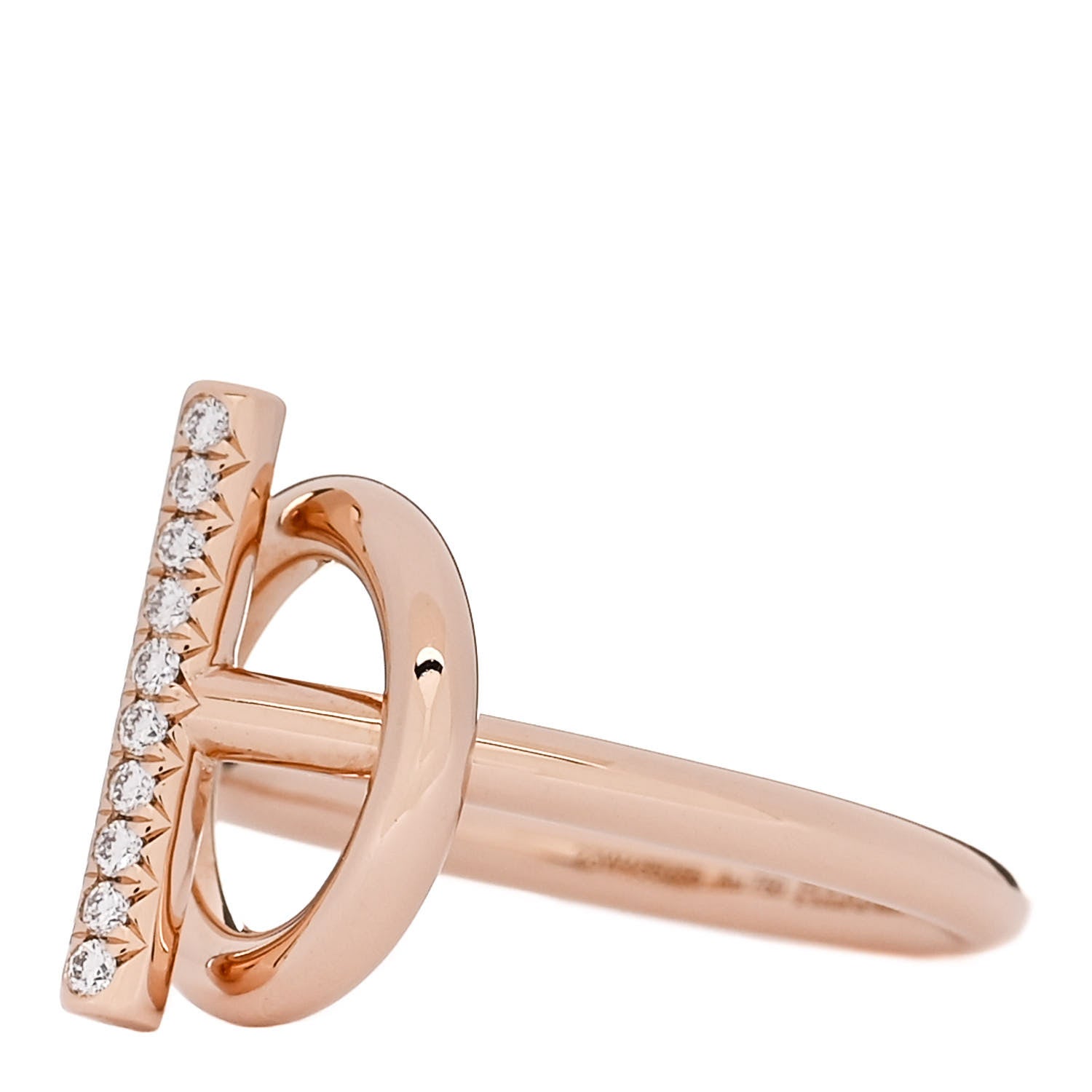 Hermes 18K Rose Gold Diamond PM Echappee Ring 51 5.75 4 of 6