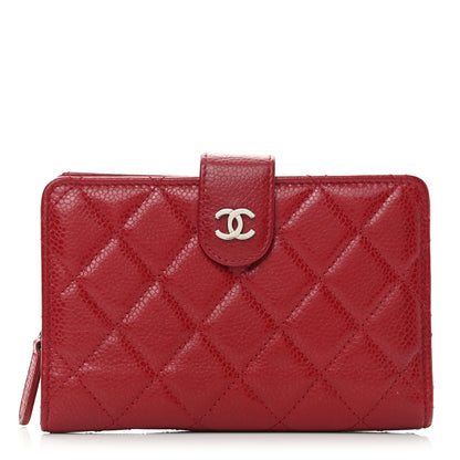 Chanel Caviar Quilted Zipped Pocket Wallet Red 1 of 10