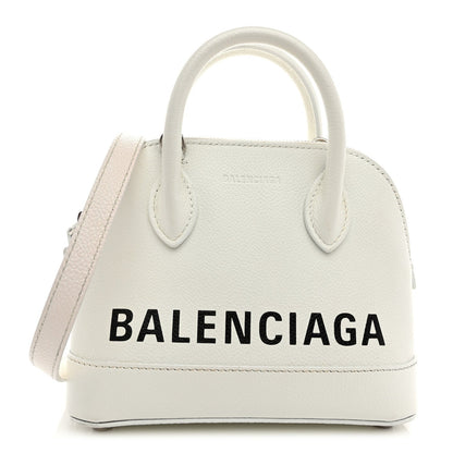 Balenciaga Grained Calfskin XXS Ville Top Handle Bag White Black 1 of 7