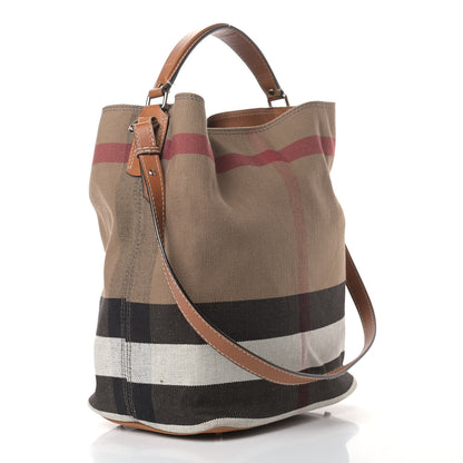 Burberry Canvas Mega Check Medium Ashby Hobo Saddle Brown 2 of 12