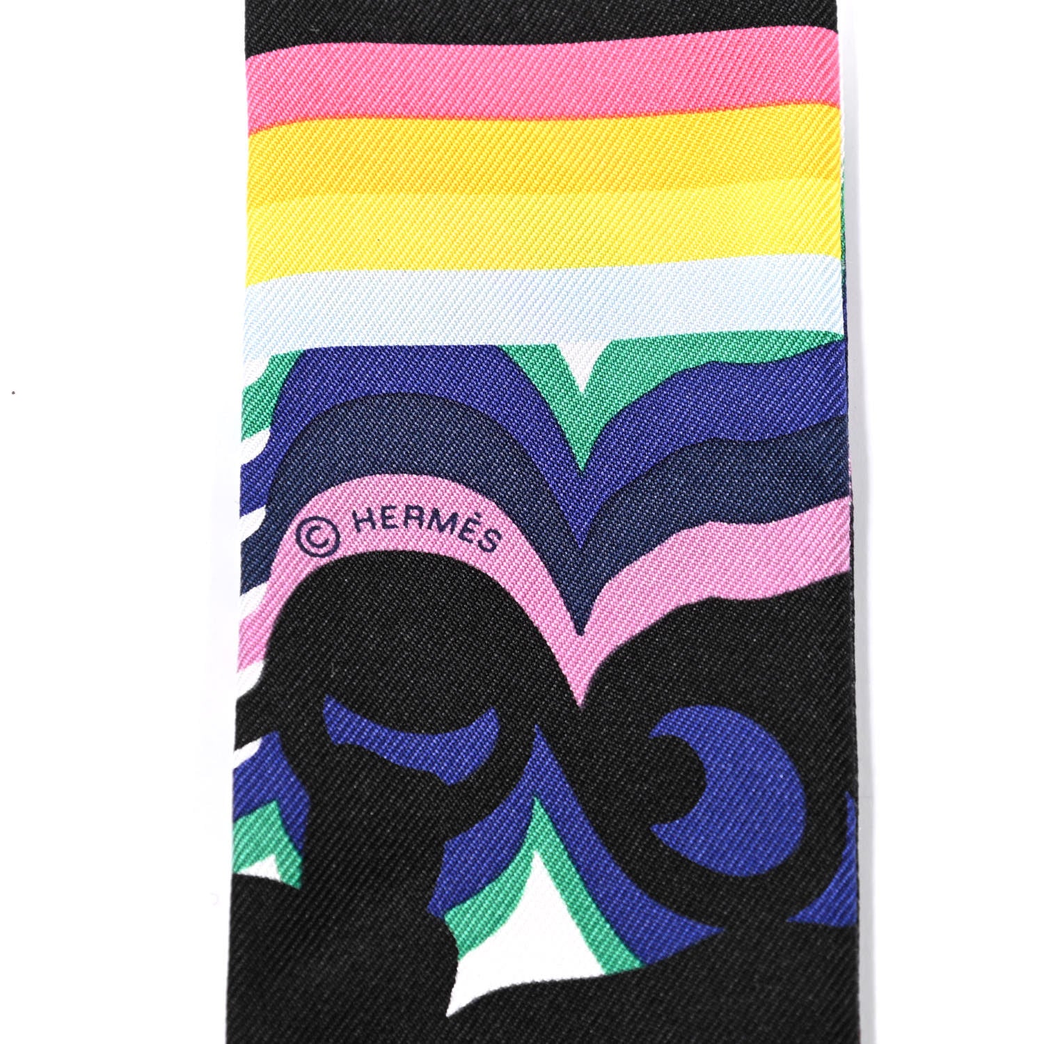 Hermes Silk Brides De Gala Shadow Twilly Black Jaune Multicolor 3 of 5