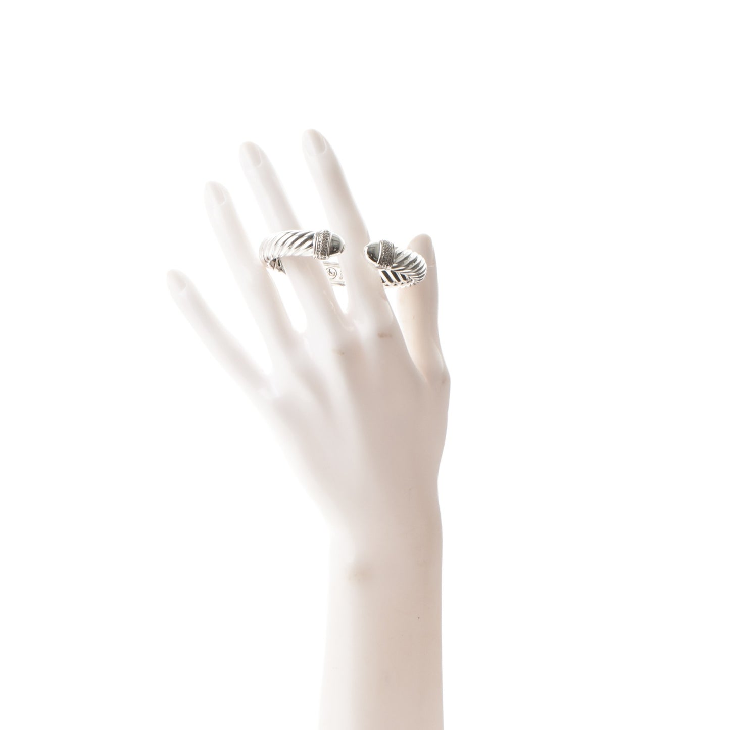 Sterling Silver Diamond 10mm Sculpted Cable Bracelet