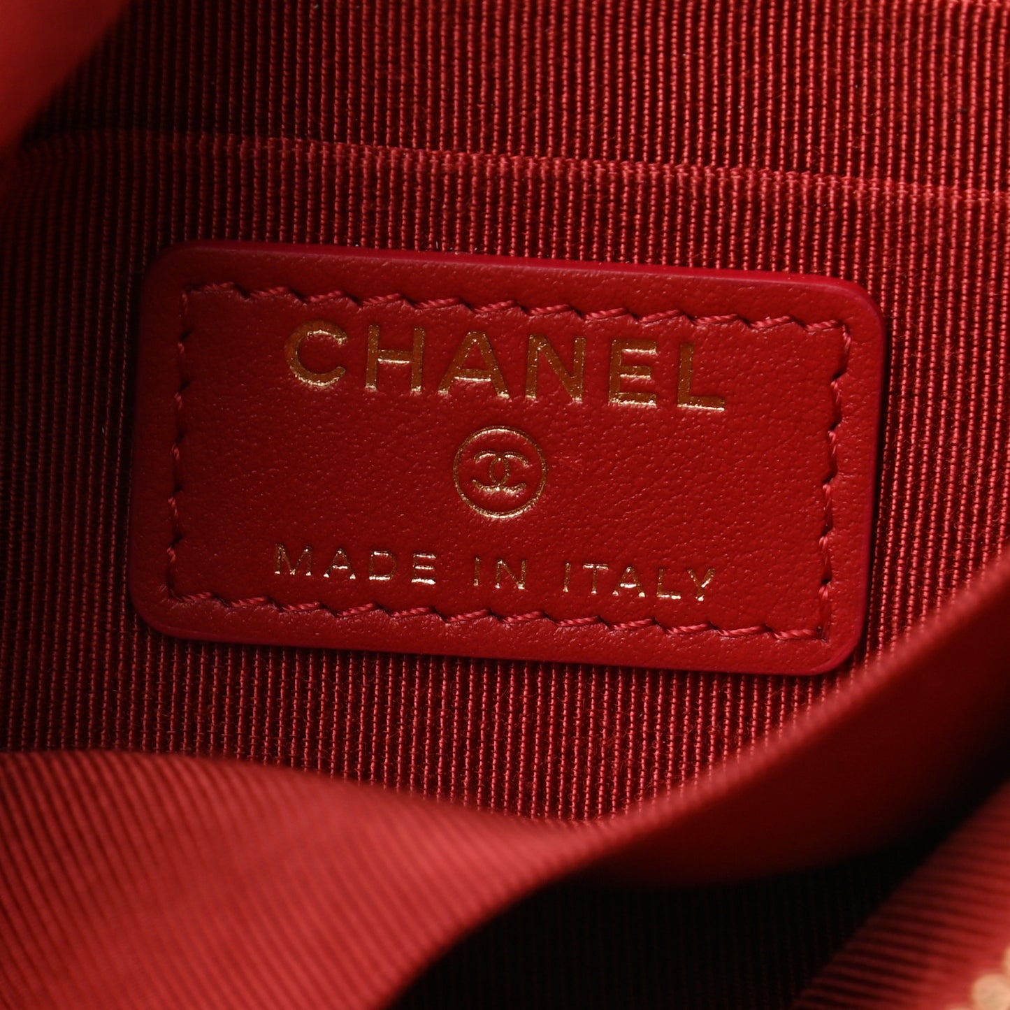 Shiny Goatskin Quilted Small Chanel 19 Pouch Red