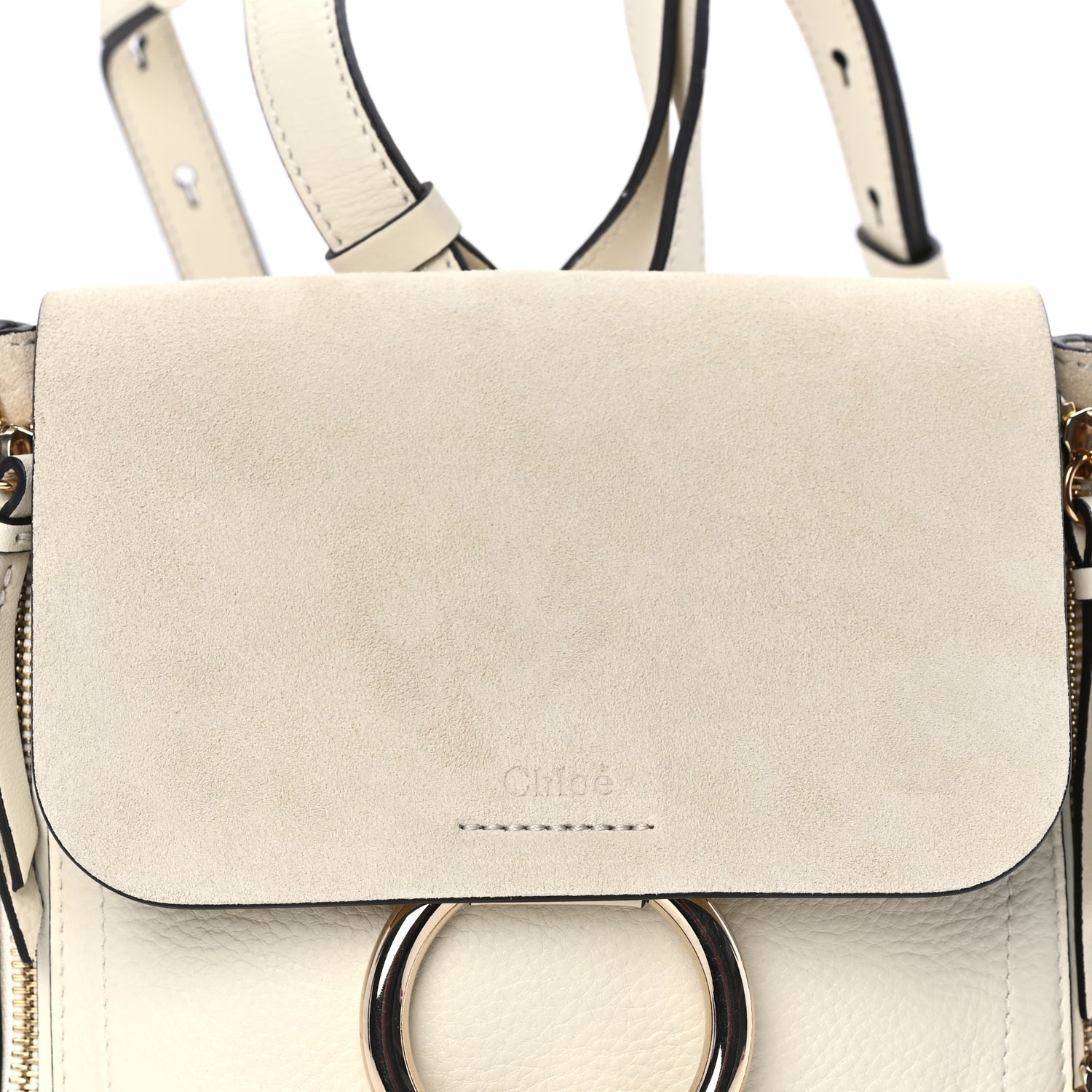 Chloe Suede Calfskin Small Faye Backpack  Off White 6 of 7