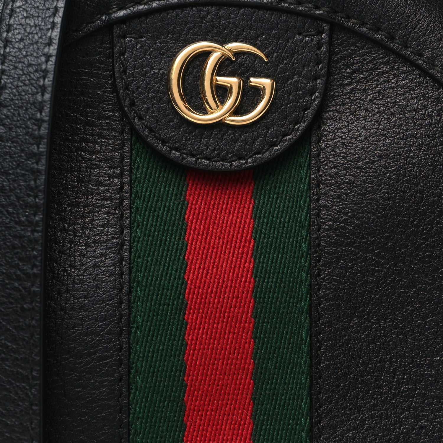 Gucci Grained Calfskin Web Mini Ophidia Round Shoulder Bag Black 9 of 10