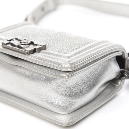 Chanel Metallic Galuchat Stingray Mini Boy Flap Silver 8 of 11