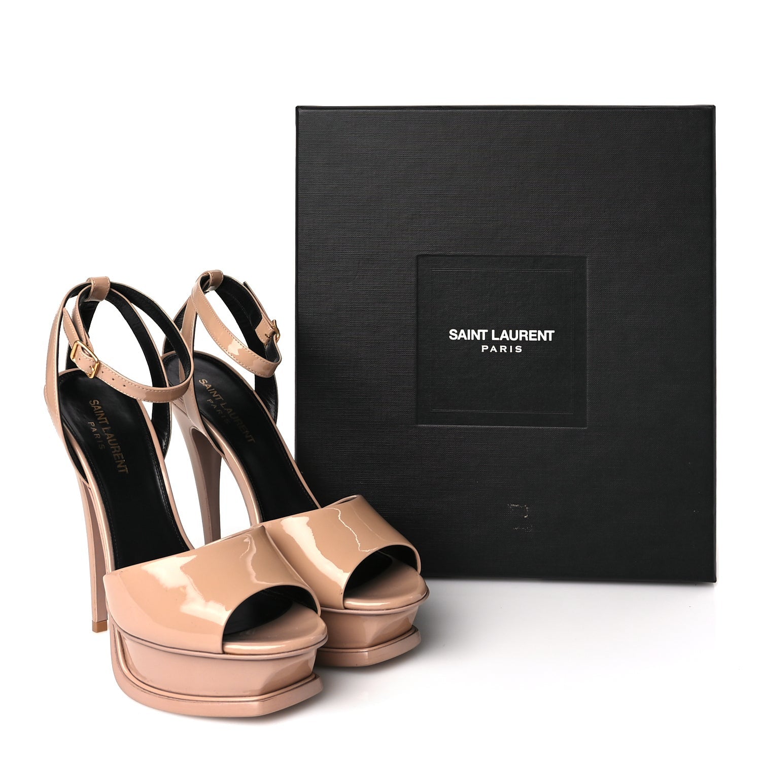 Saint Laurent Patent Tribute Lips Platform Sandals 38 Nude 9 of 9