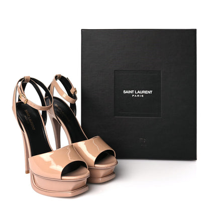 Saint Laurent Patent Tribute Lips Platform Sandals 38 Nude 9 of 9