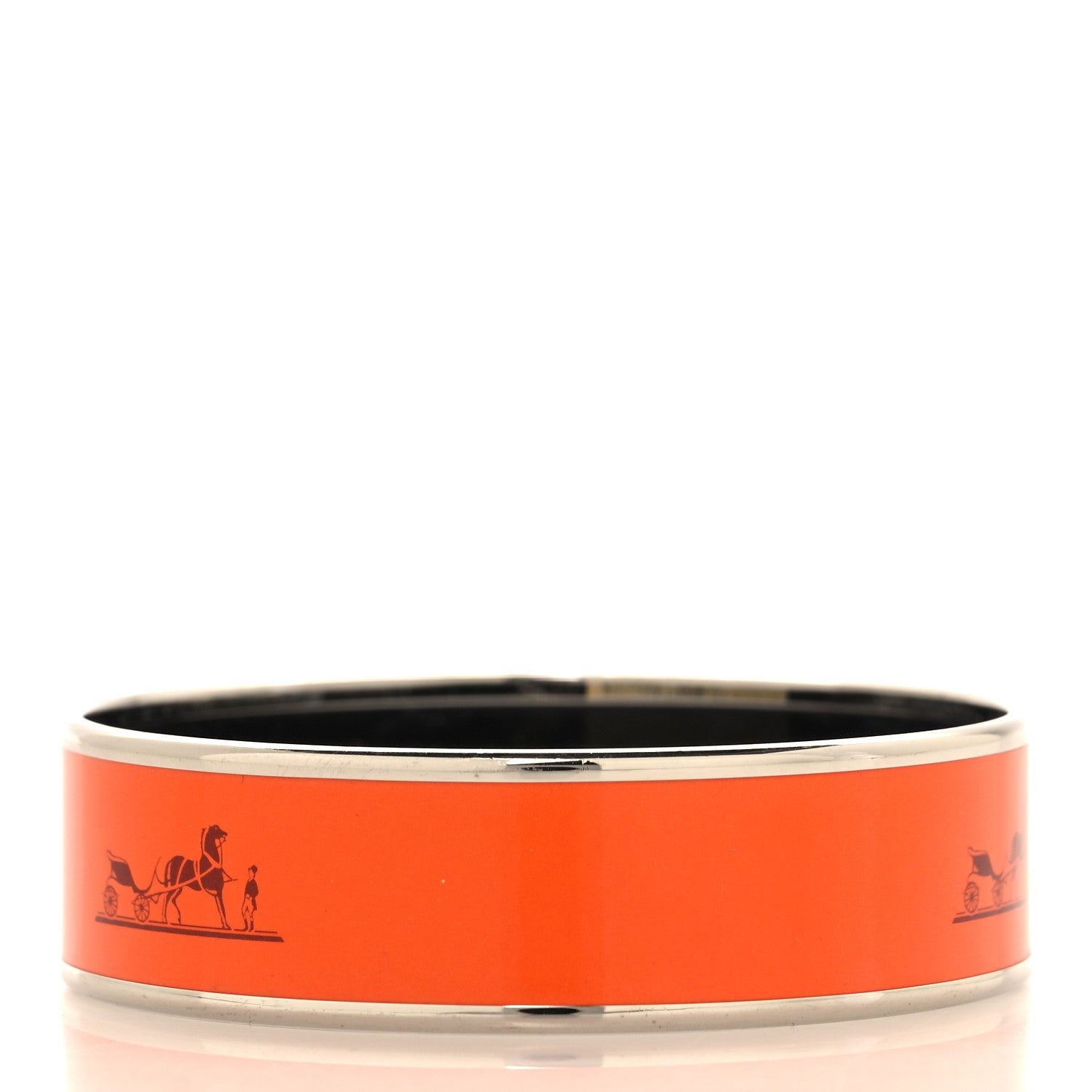 Hermes Enamel Printed Caleche Wide Bracelet 70 Orange 3 of 6