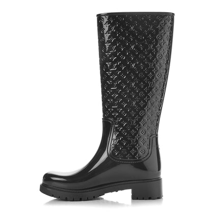 Louis Vuitton Rubber Embossed Monogram Splash Rain Boots 39 Black 1 of 7