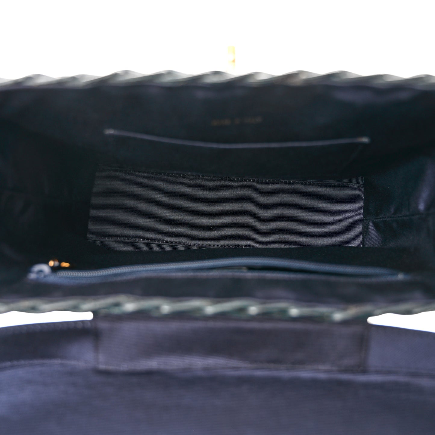 Lambskin Straw Basket Top Handle Bag Navy