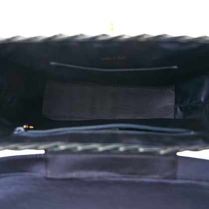 Chanel Lambskin Straw Basket Top Handle Bag Navy 5 of 15