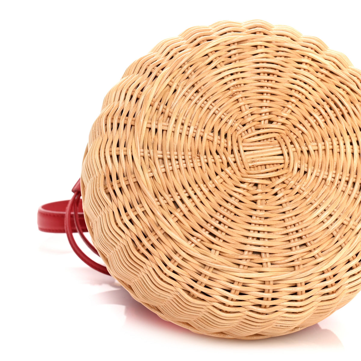 Prada Wicker Canvas Bucket Bag Rosso 7 of 8