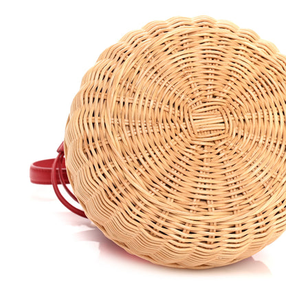 Prada Wicker Canvas Bucket Bag Rosso 7 of 8
